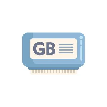 Ram memory module displaying gb gigabyte capacity icon sign symbol Stock Illustration