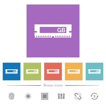 RAM memory module flat white icons in square backgrounds イラスト素材