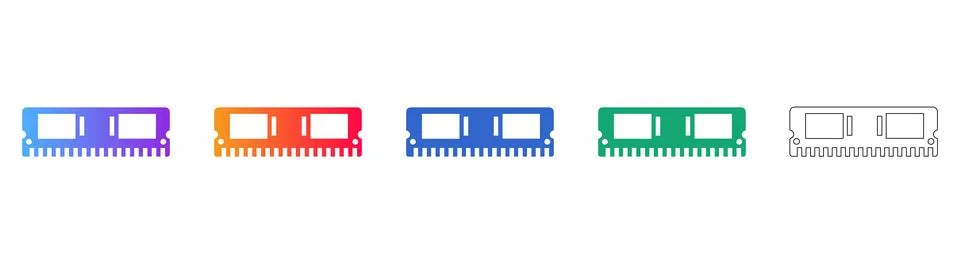 RAM Memory Module Hardware Icons Illustrazione stock