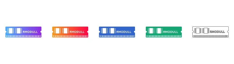 RAM Memory Module Icon Set Stock Illustration