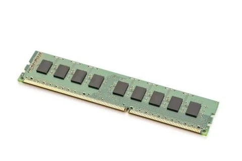 RAM memory module isolated on white background. Computer hardware RAM memo... Stock-Fotos