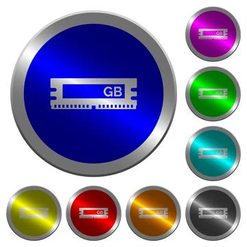 RAM memory module luminous coin-like round color buttons Stock Illustration