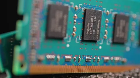 RAM memory module part of computer system hardware. RAM chips in demand for.. Stock Footage 330202994