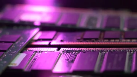 RAM Memory Modules, Computer Components Macro Close Up Stock Footage 325497468