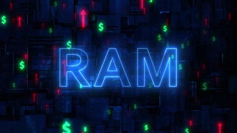 RAM Memory Price Increase Concept with Dollar Signs and Rising Arrows Stock Footage 331294542