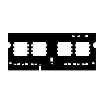 RAM Memory Silhouette. Black and White Icon Design Element on Isolated Whit.. Stock Illustration