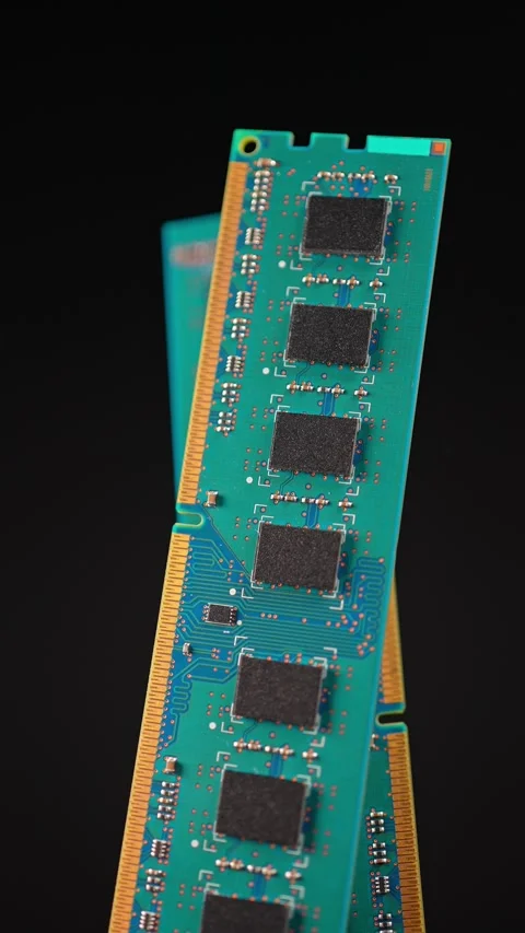 RAM memory sticks module macro view, computer hardware. RAM shortage and pr.. Stock Footage 329323206