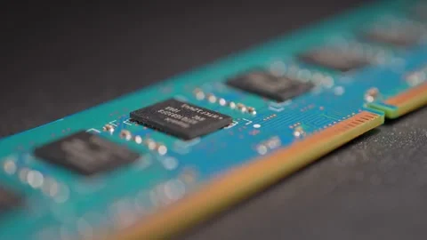 RAM memory sticks module macro view, computer hardware. RAM shortage and pr.. Видео 330203009