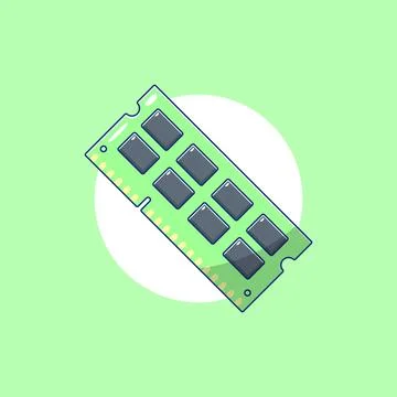 RAM Memory Vector Illustration. Computer Part. Object Design. Flat Cartoon .. イラスト素材