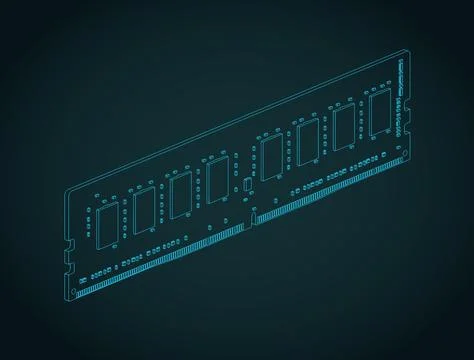 RAM module isometric blueprint Stock Illustration