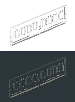 RAM module isometric drawings Stock Illustration