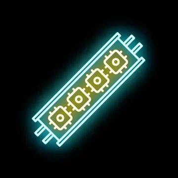 Ram module line art with glowing neon effect イラスト素材