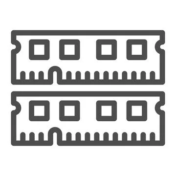 RAM module line icon, electronics concept, memory module fragments vector sign Stock Illustration