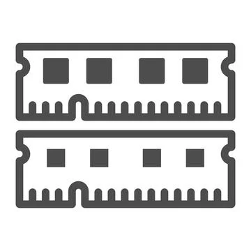 RAM module solid icon, electronics concept, memory module fragments vector sign Stock Illustration