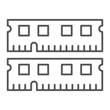 RAM module thin line icon, electronics concept, memory module fragments vector イラスト素材