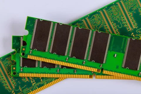 RAM modules memory chips for computer over white background Stock Photos