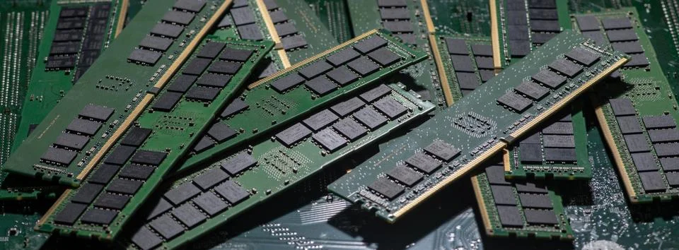 Ram modules for system expansion. Advanced DDR server memory. Workstation mem Stock Photos