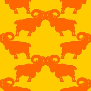 Ram pattern. flock of sheep ornament. Farm Animal Background Stock Illustration