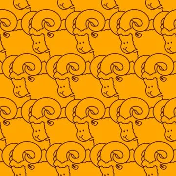 Ram pattern. flock of sheep ornament. Farm Animal Background Stock Illustration