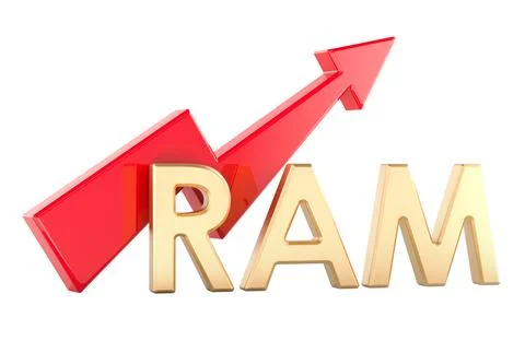 RAM price up arrow, memory cost increase concept. 3D rendering 库存插图