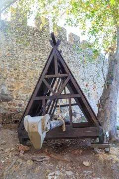 Ram with ram headed shape inside the castle Stock Photos