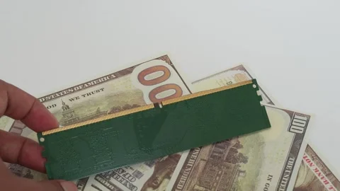 RAM (Random Access Memory) with a dollar bill in the background. Stock Footage 330922121