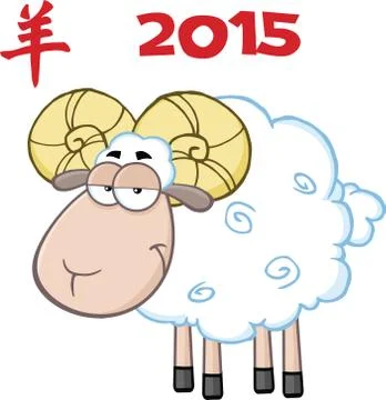 Ram Sheep Cartoon Character Under Text 2015 Stock Illustration