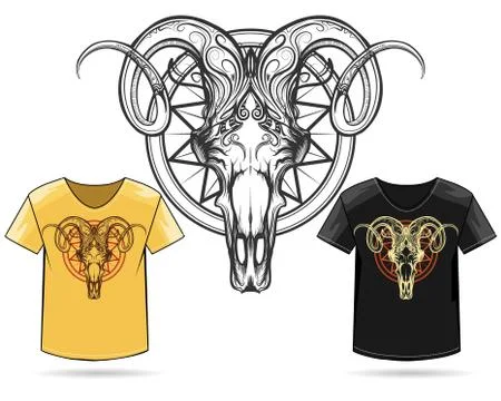 Ram Skull Print Design Stock Illustration