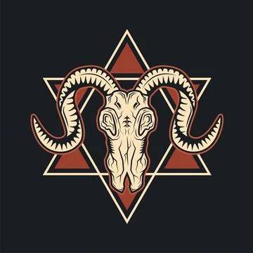 Ram skull vector element art design in black background concept template 스톡 일러스트