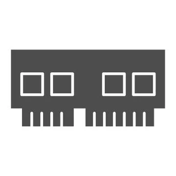 Ram solid icon. Computer hardware, memory chip rank symbol, glyph style Stock Illustration