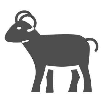 Ram solid icon, livestock concept, sheep sign on white background, silhouette of Stock Illustration