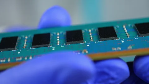 RAM Unit of the computer or DRAM, Dynamic Random Access Memory chips displa.. 動画素材 332248904