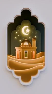 Ramadan 3D Render Mosque Illustration Stock Illustration