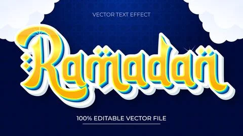 Ramadan 3d text effect and editable text effect Islamic background yellow a.. Illustrazione stock