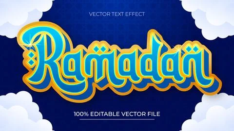 Ramadan 3d text effect and editable text effect Islamic background yellow a.. Illustrazione stock
