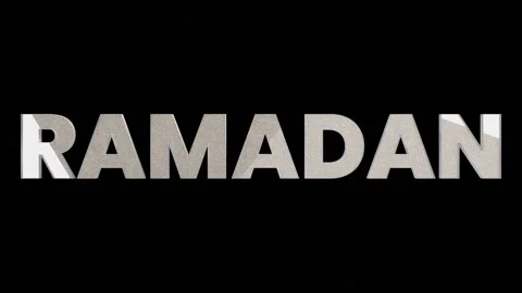 Ramadan 3d text glass style on black background 4k video looping Stock Footage 303689469