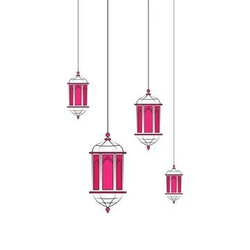 Ramadan and eid Hanging Lanterns Stock Illustration