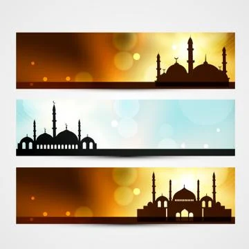 Ramadan and eid headers Stock Illustration