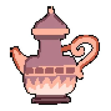 Ramadan arabic tea pot pixel art vector illustration Stock Illustration