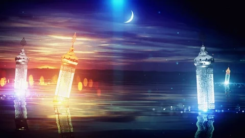 Ramadan awesome Lakeview background Stock Footage 107478955