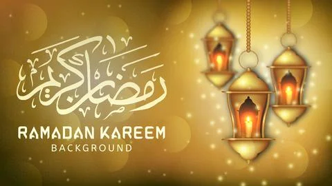 Ramadan background design with golden lantern. Holy month concept. Stock Illustration