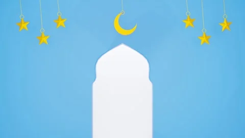 Ramadan background islamic star and crescent gold 3d illustration render 4k vide Stock Footage 266471587