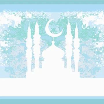 Ramadan background - mosque silhouette vector card Stock Illustration