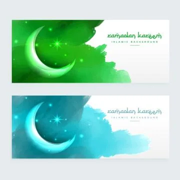 Ramadan banners design with moon Illustrazione stock