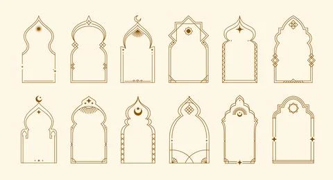Ramadan boho arch frames, muslim borders set Stock Illustration
