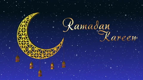 Ramadan candle lanterns are hanging on crescent. Night sky background with stars Stock Footage 201744322