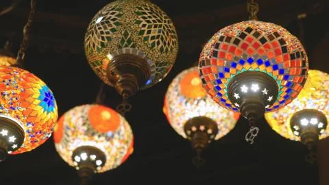 Ramadan candle lanterns featuring such intricate patterns and cut work Stock Photos