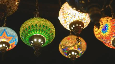 Ramadan candle lanterns featuring such intricate patterns Stock Photos