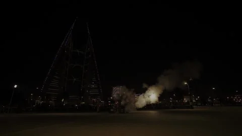 Ramadan cannon in Bahrain Stock Footage 214343674