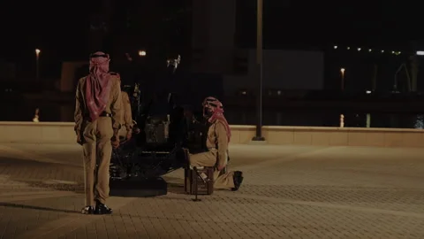 Ramadan cannon in Bahrain Stock Footage 214345732
